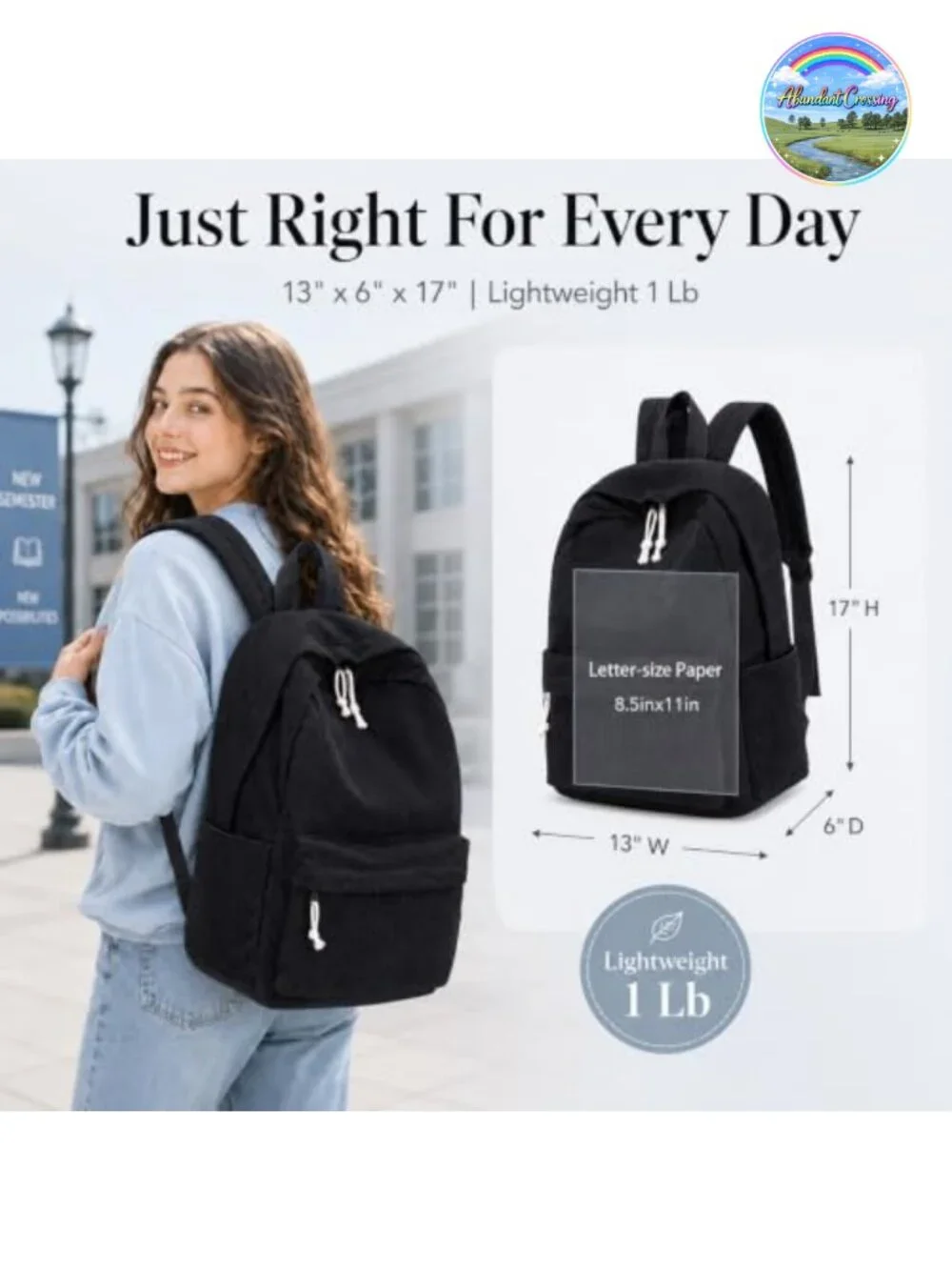 Large Corduroy Laptop Backpack for Women 15.6 inch Book bag